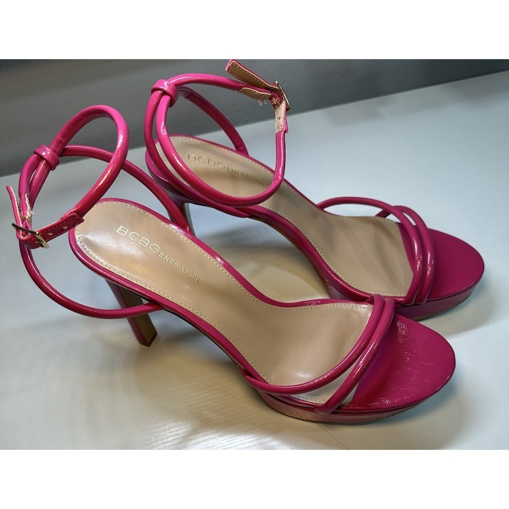 BCBG High Heels Size 10 Women's Hot Pink Ankle Strap Adjustable Open Toe